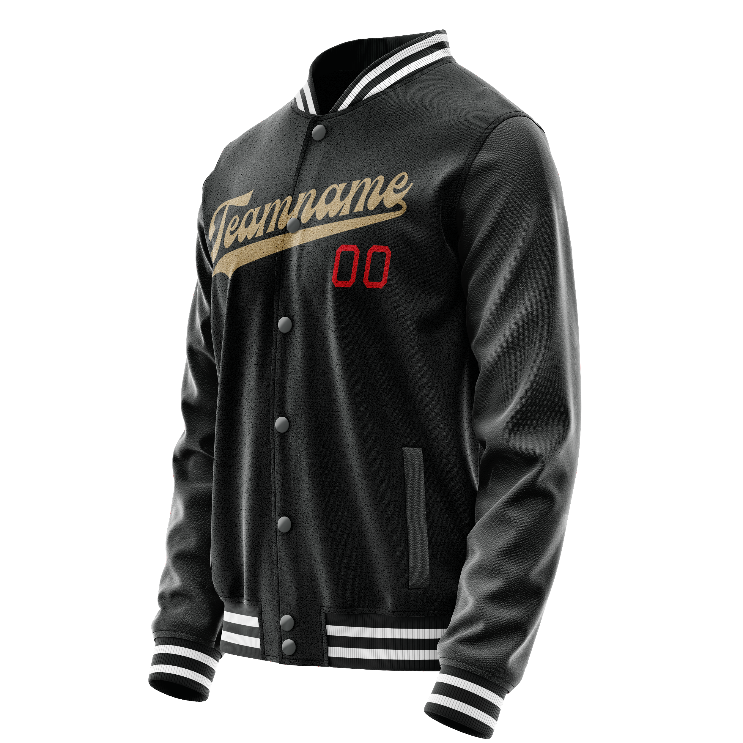 Personalized Black & Cream Solid Color Varsity Letterman Jacket