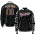 Personalized Black & Purple Solid Color Varsity Letterman Jacket