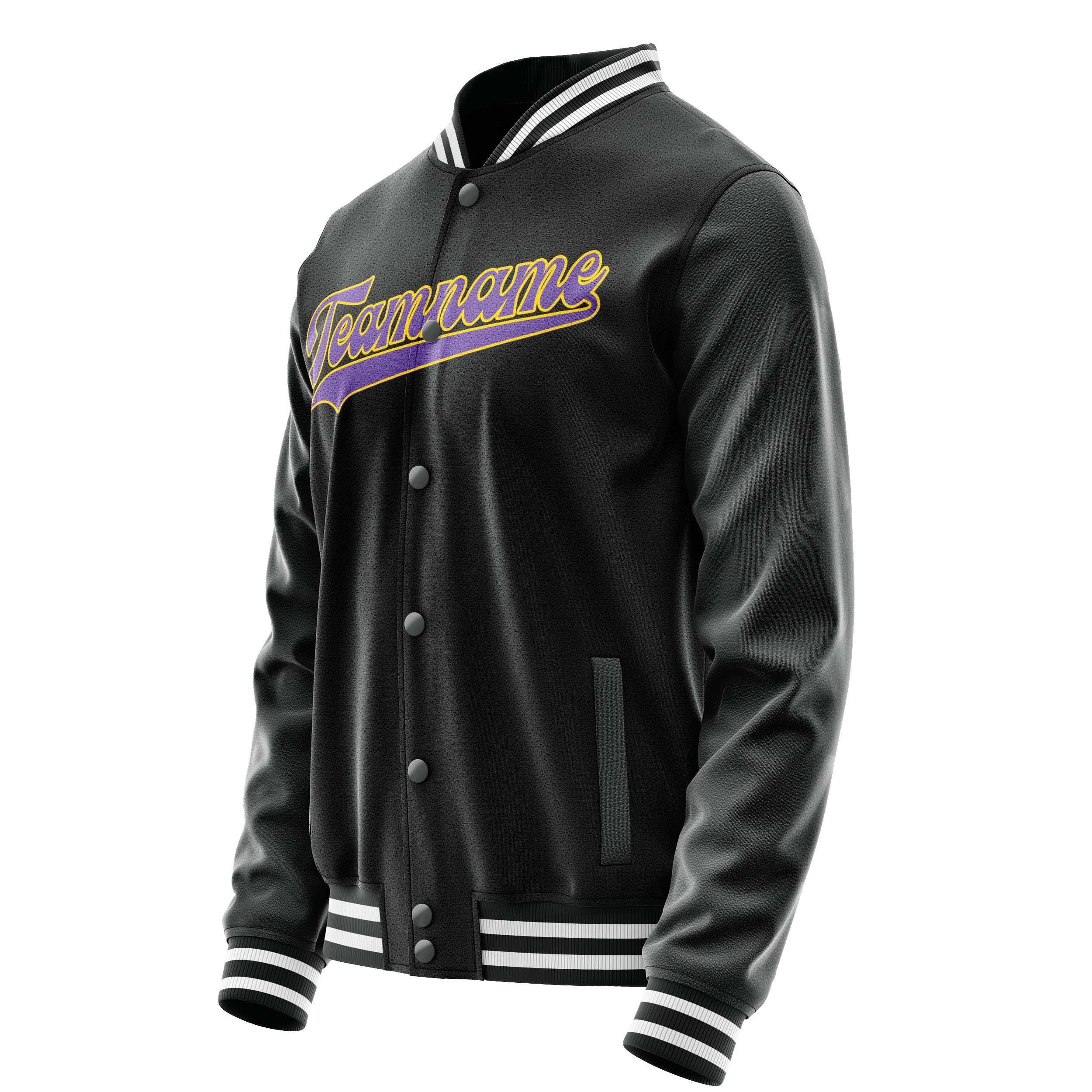 Personalized Black & Purple Solid Color Varsity Letterman Jacket