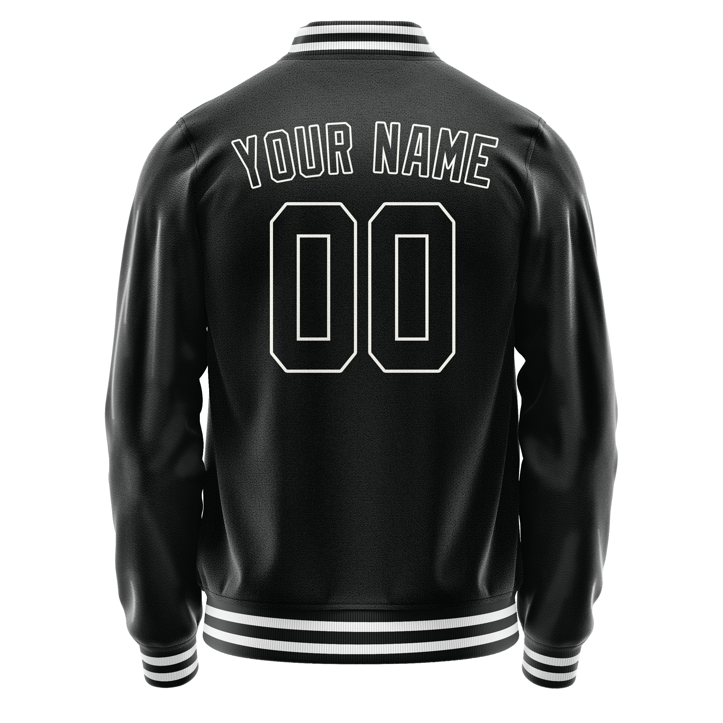 Personalized Black & White Solid Color Varsity Letterman Jacket