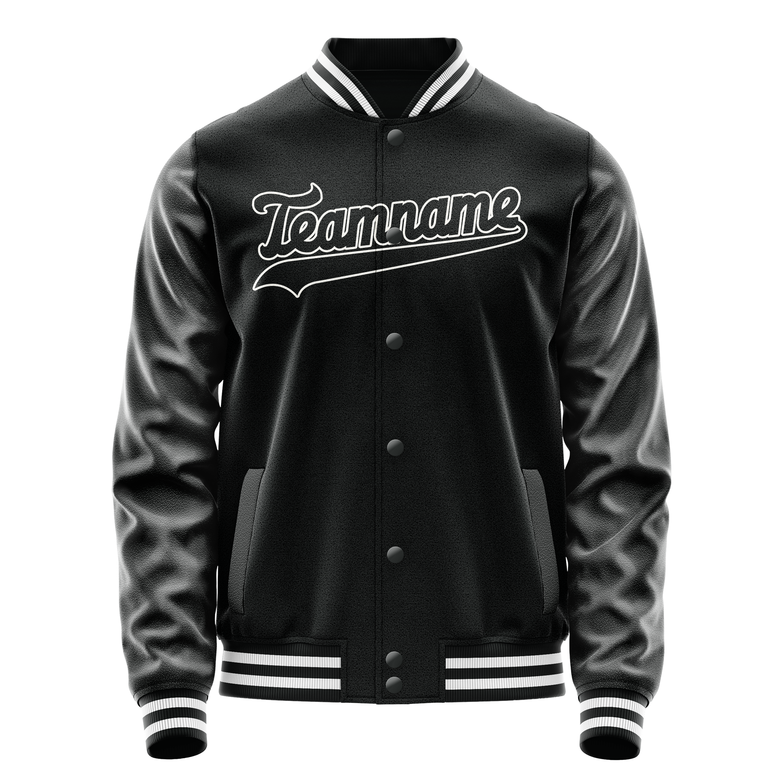 Personalized Black & White Solid Color Varsity Letterman Jacket