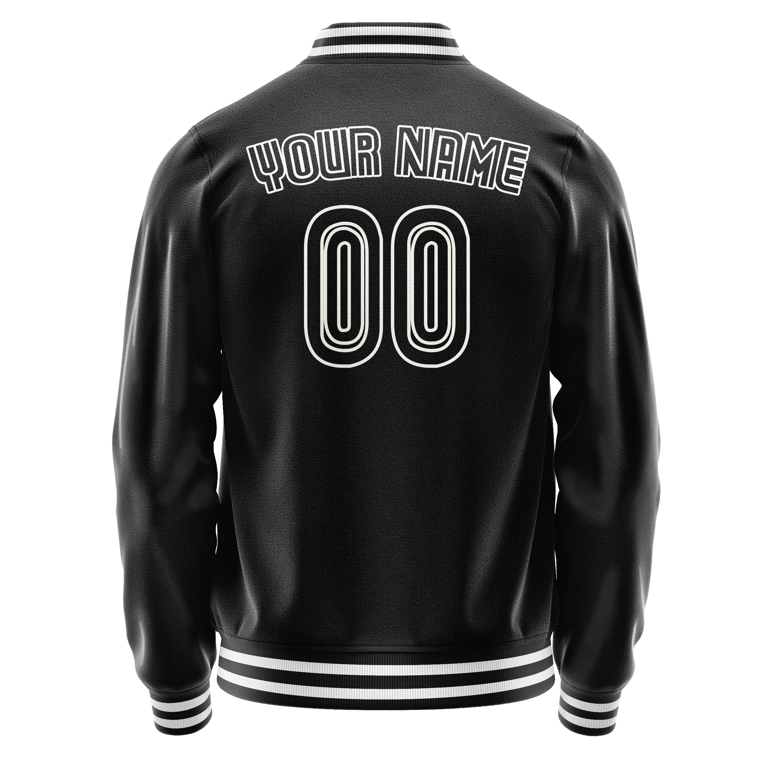 Personalized Black & White Solid Color Varsity Letterman Jacket