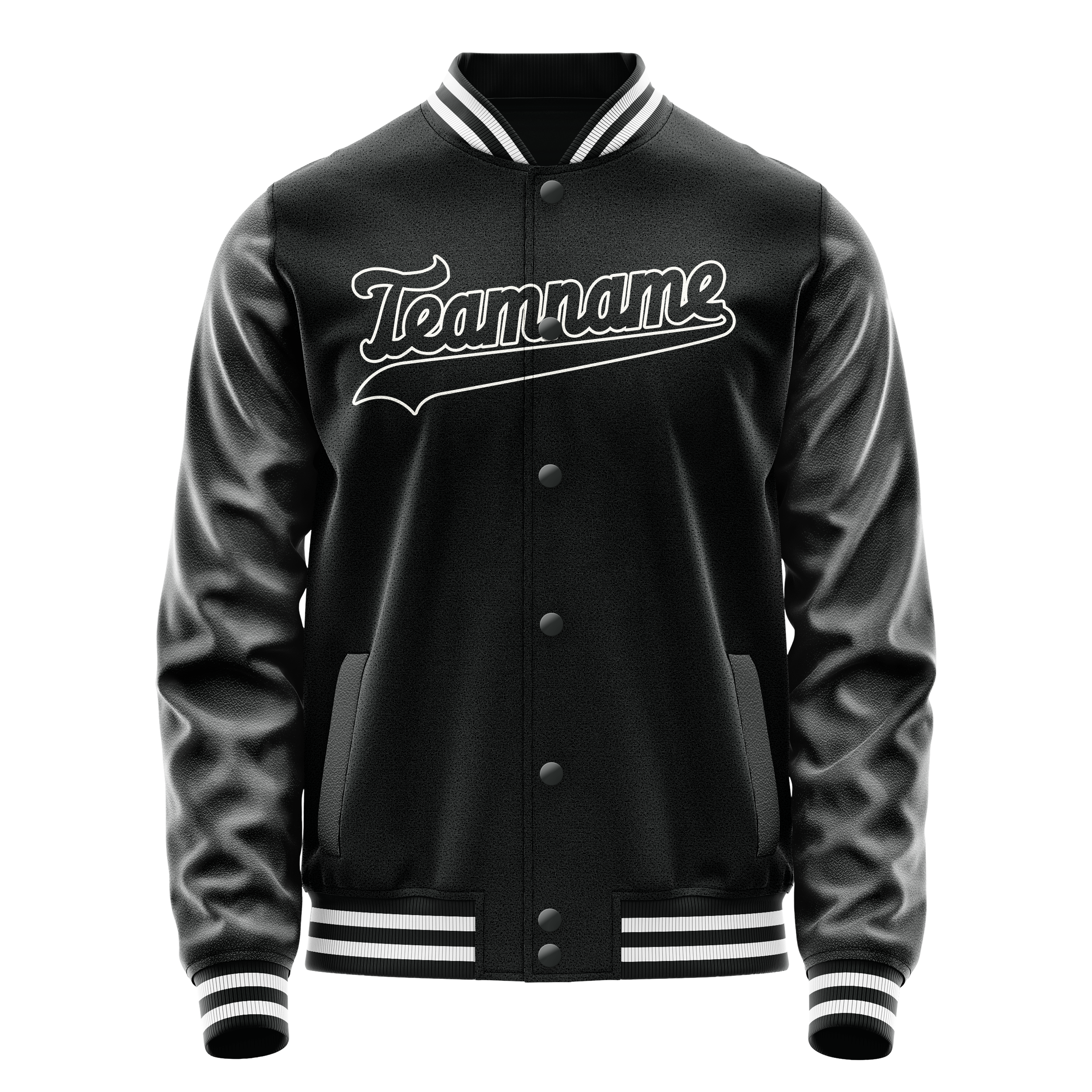 Personalized Black & White Solid Color Varsity Letterman Jacket