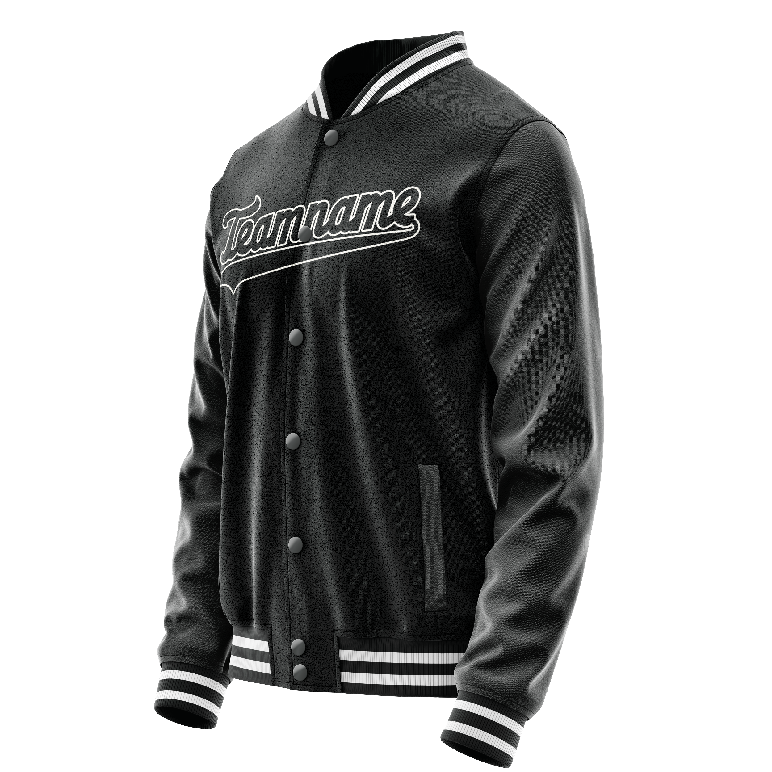 Personalized Black & White Solid Color Varsity Letterman Jacket