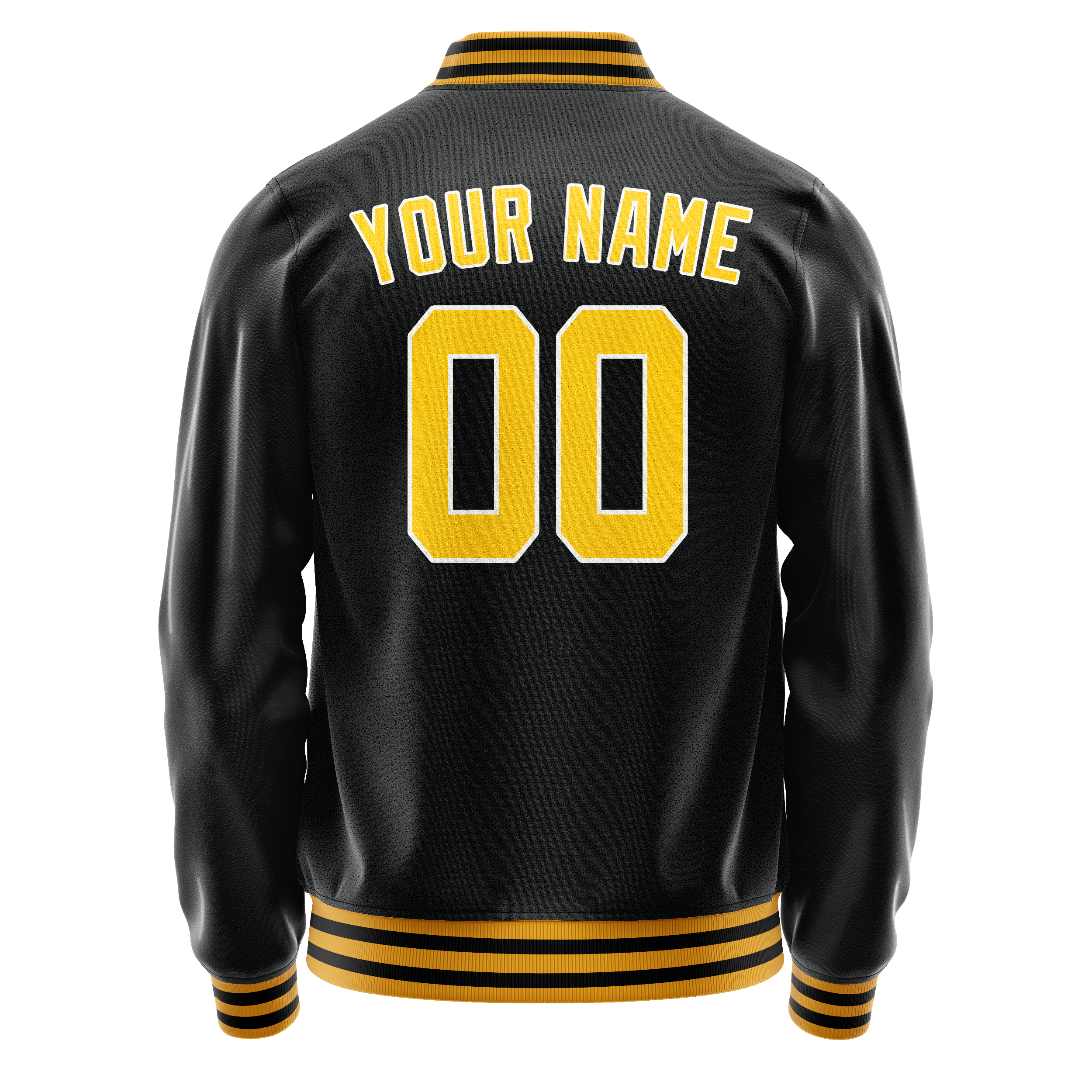 Personalized Black & Gold Solid Color Varsity Letterman Jacket