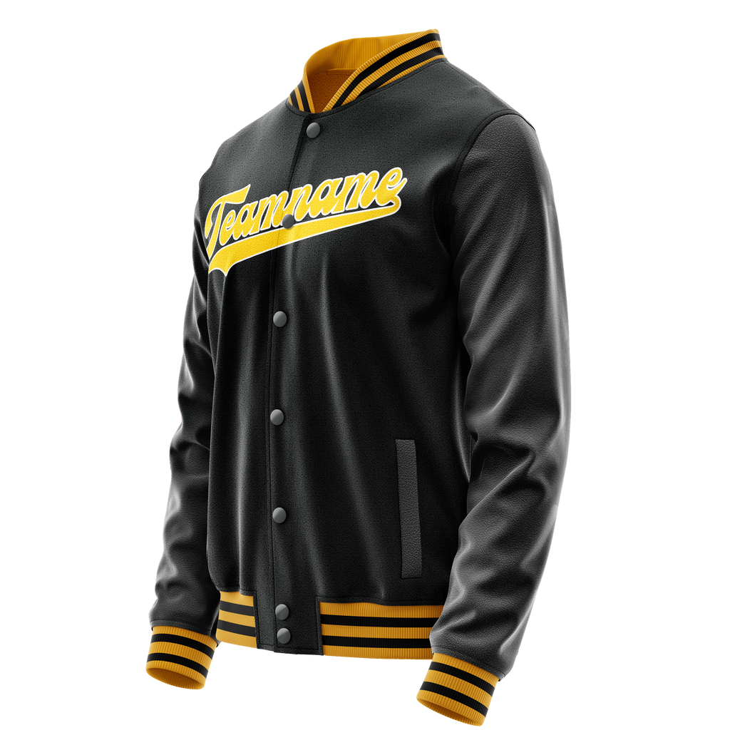 Personalized Black & Gold Solid Color Varsity Letterman Jacket