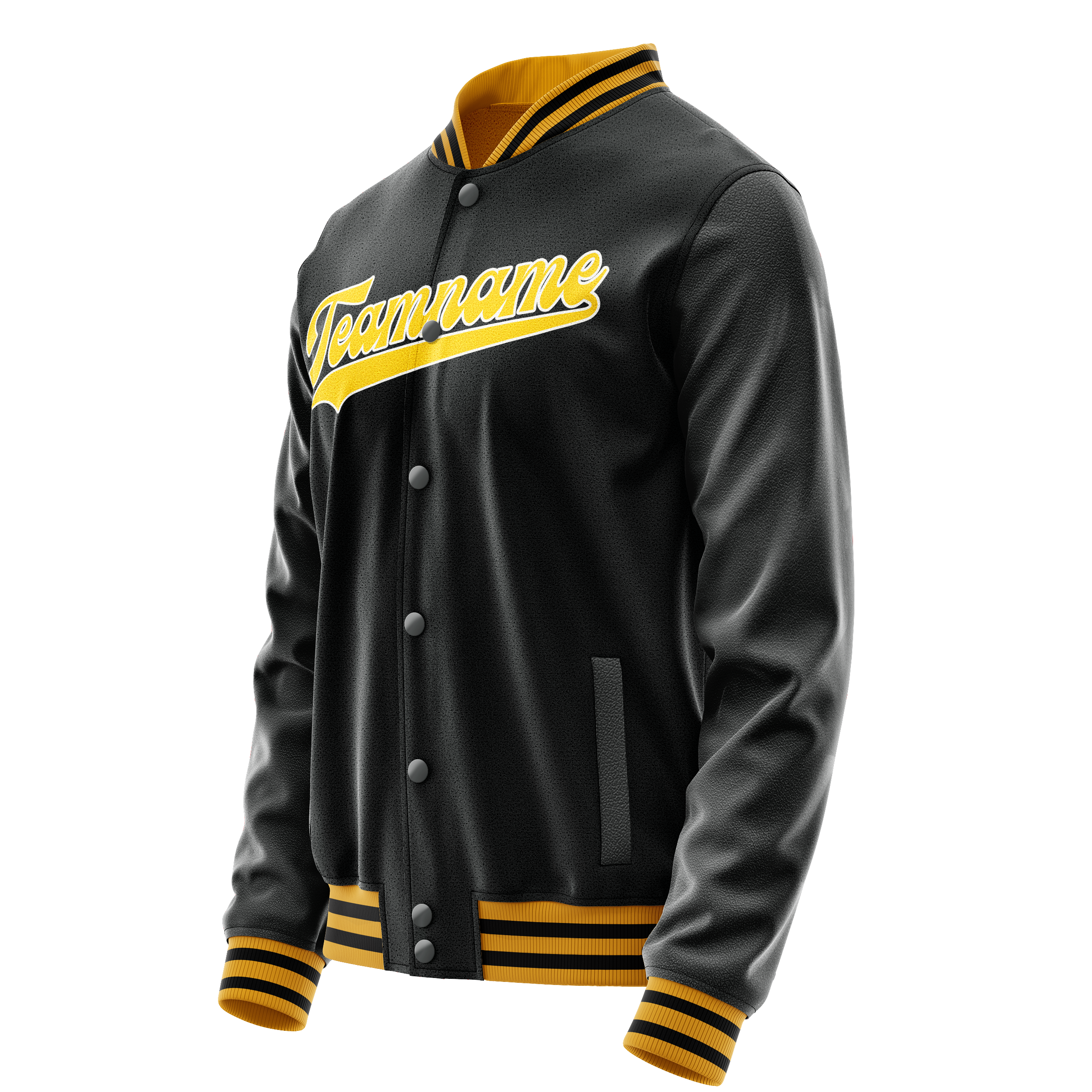 Personalized Black & Gold Solid Color Varsity Letterman Jacket
