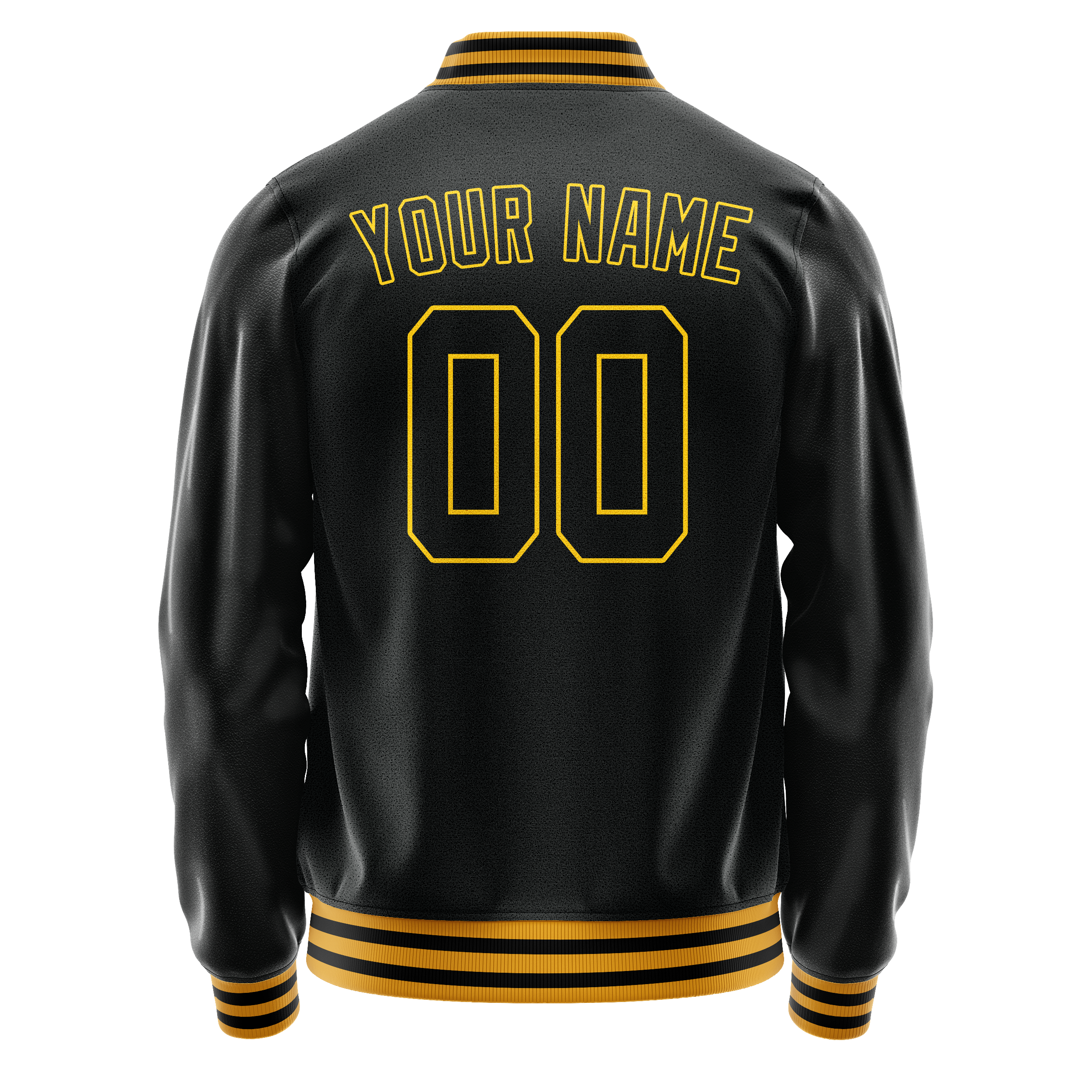 Personalized Black & Gold Solid Color Varsity Letterman Jacket