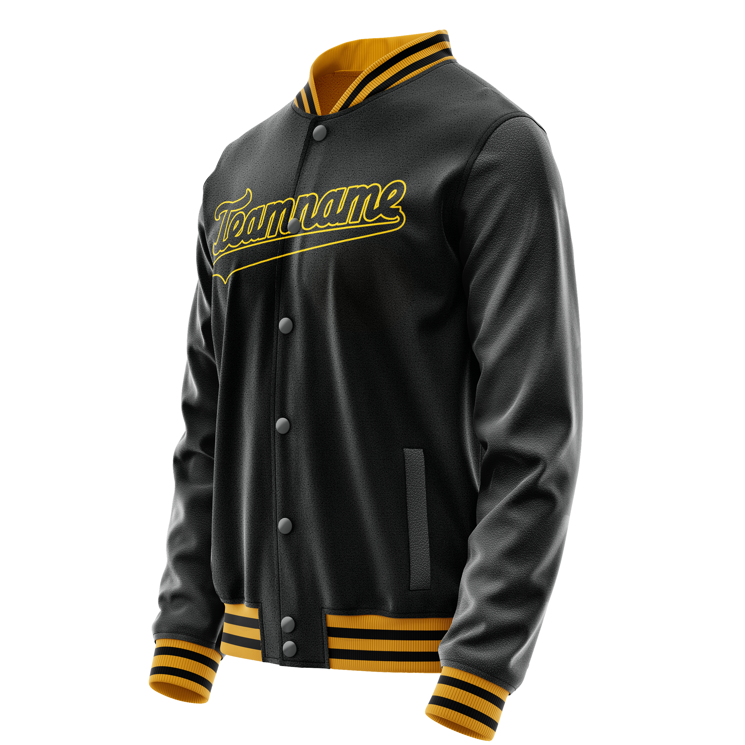 Personalized Black & Gold Solid Color Varsity Letterman Jacket