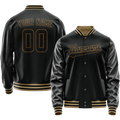 Personalized Black & Old-Gold Solid Color Varsity Letterman Jacket