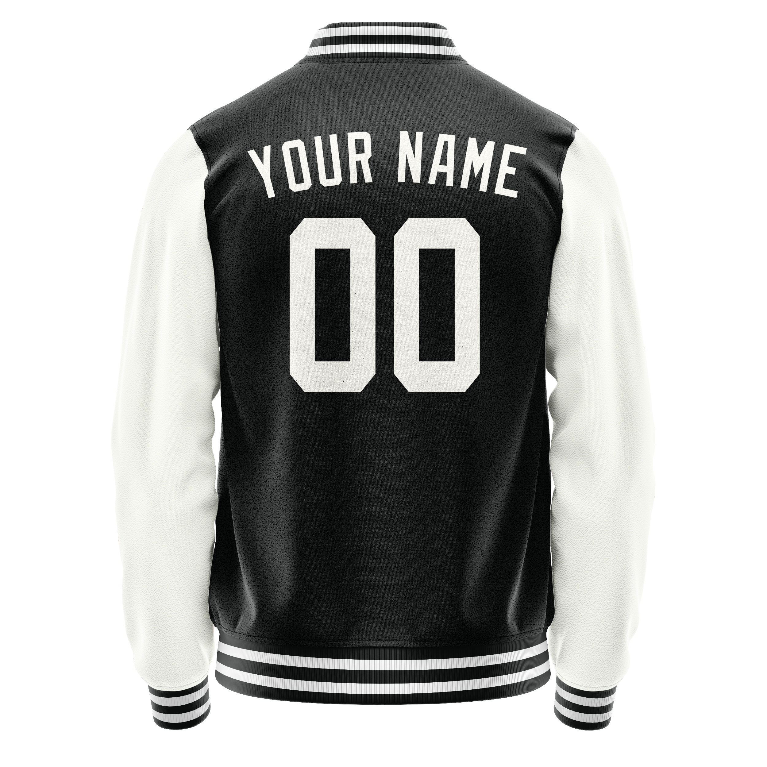 Personalized Black & White Solid Color Varsity Letterman Jacket