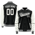 Personalized Black & White Solid Color Varsity Letterman Jacket