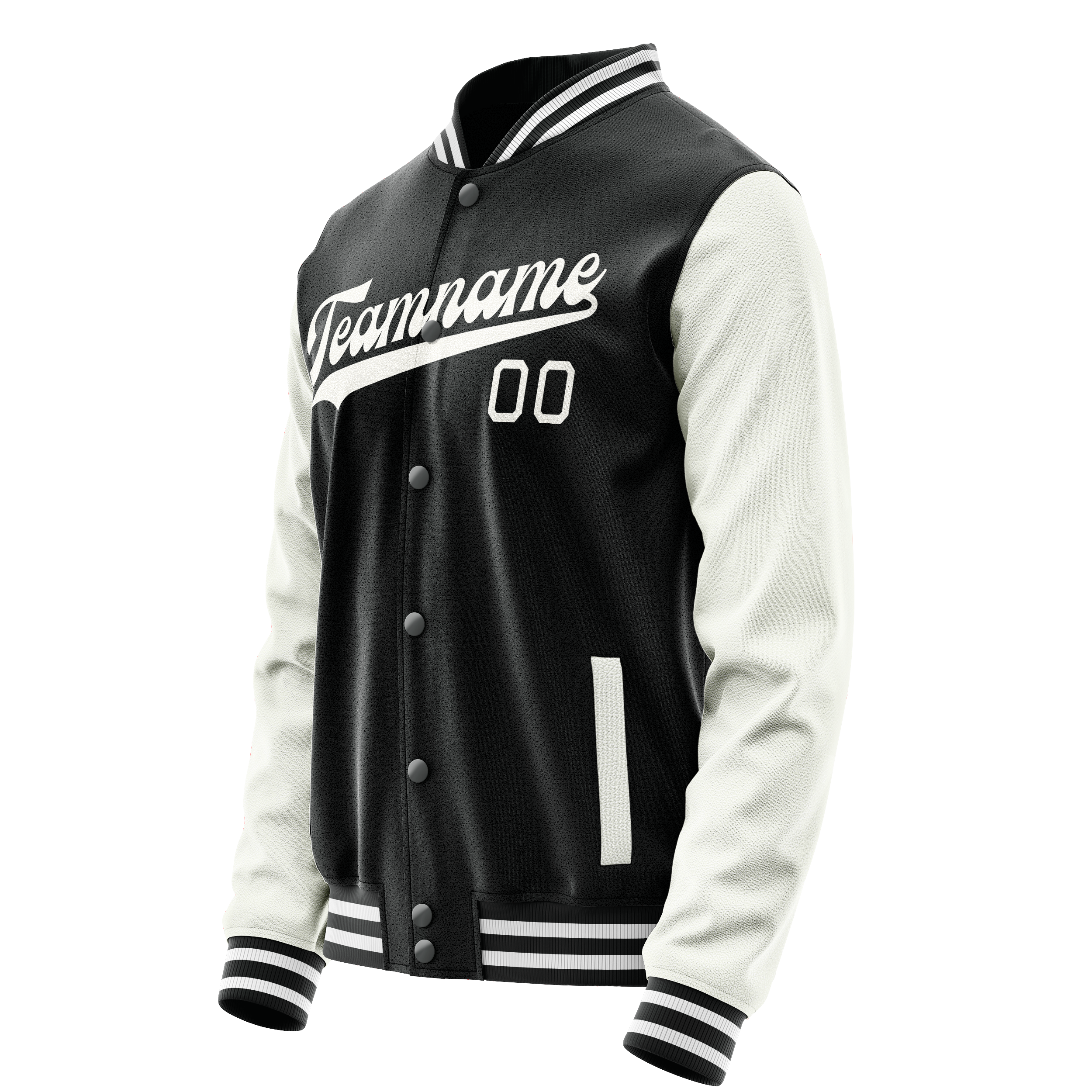 Personalized Black & White Solid Color Varsity Letterman Jacket