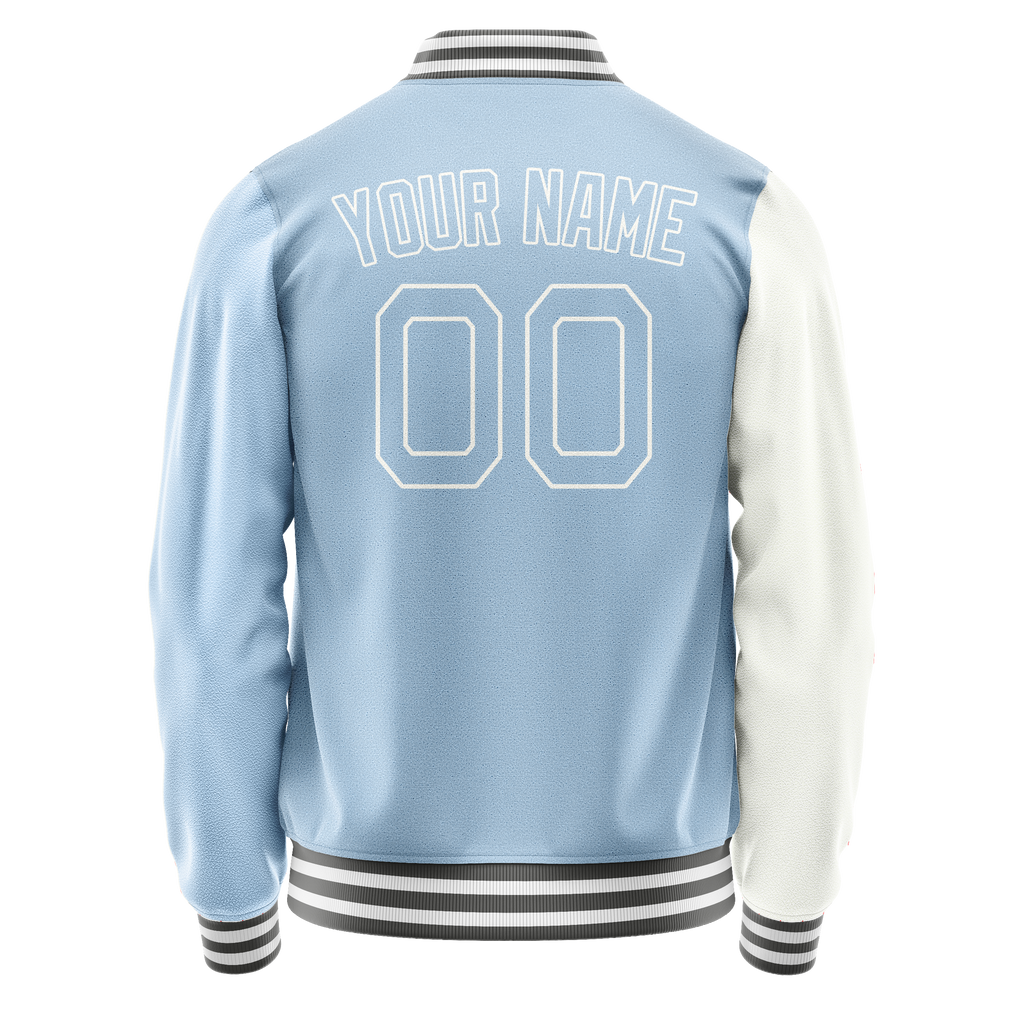 Personalized White & Light-Blue Split Varsity Letterman Jacket