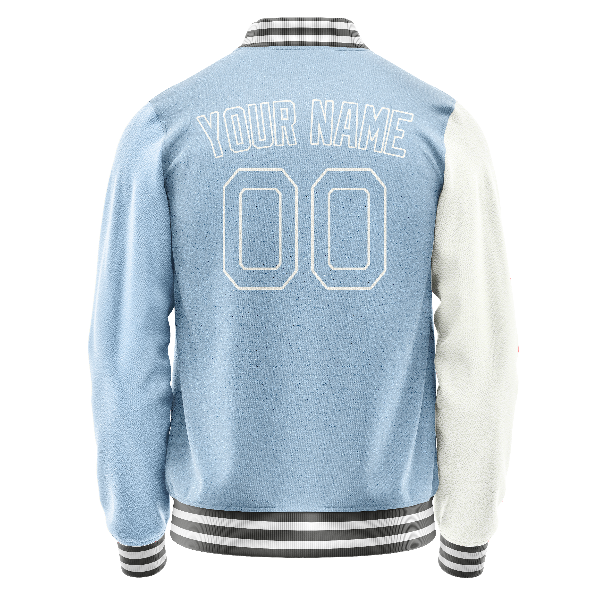 Personalized White & Light-Blue Split Varsity Letterman Jacket