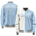 Personalized White & Light-Blue Split Varsity Letterman Jacket