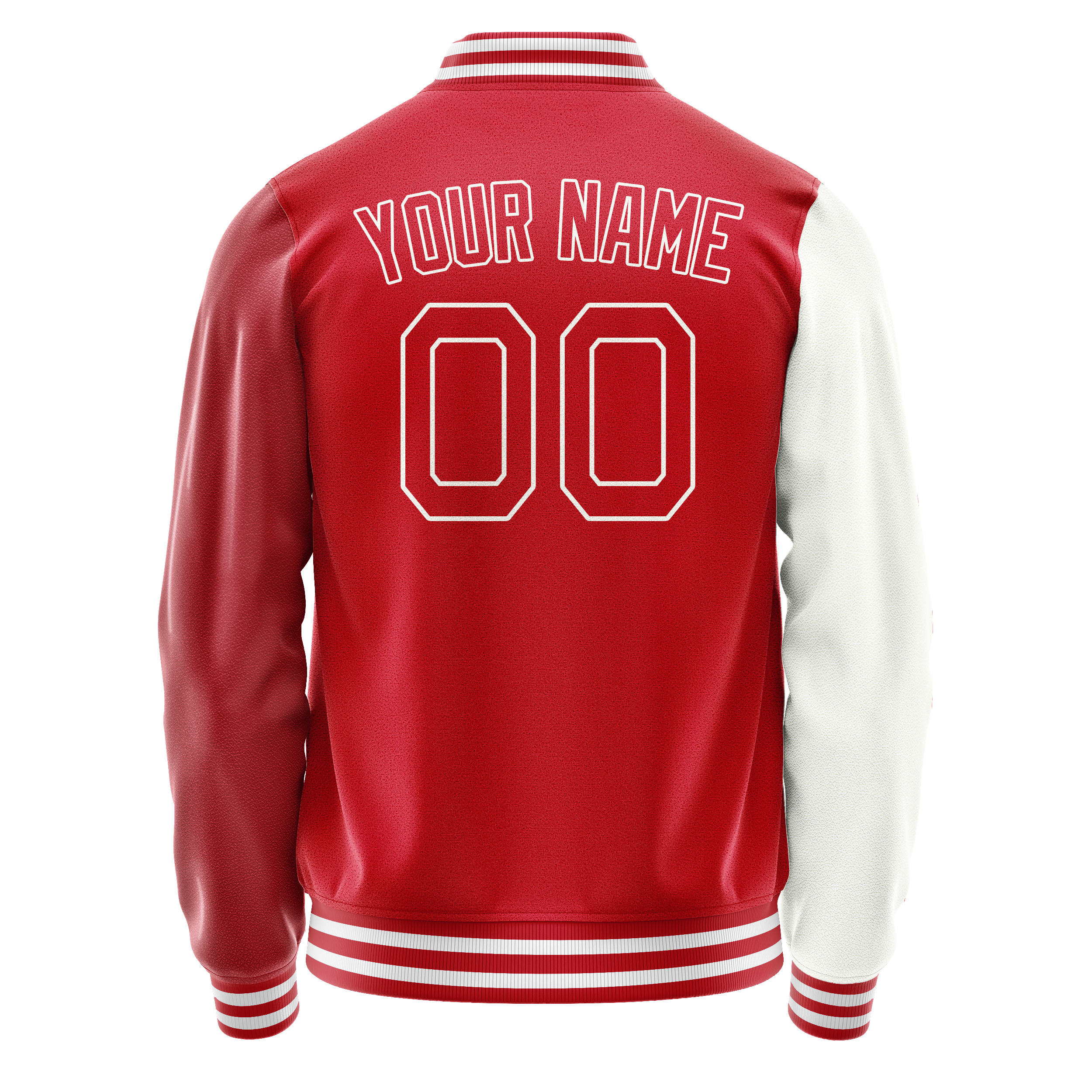 Personalized White & Red Split Varsity Letterman Jacket