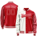 Personalized White & Red Split Varsity Letterman Jacket