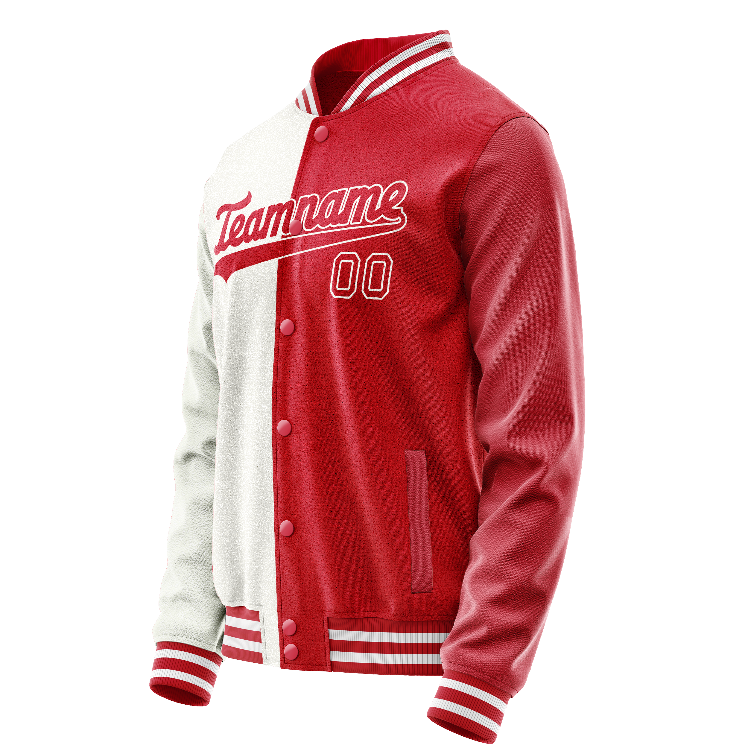 Personalized White & Red Split Varsity Letterman Jacket