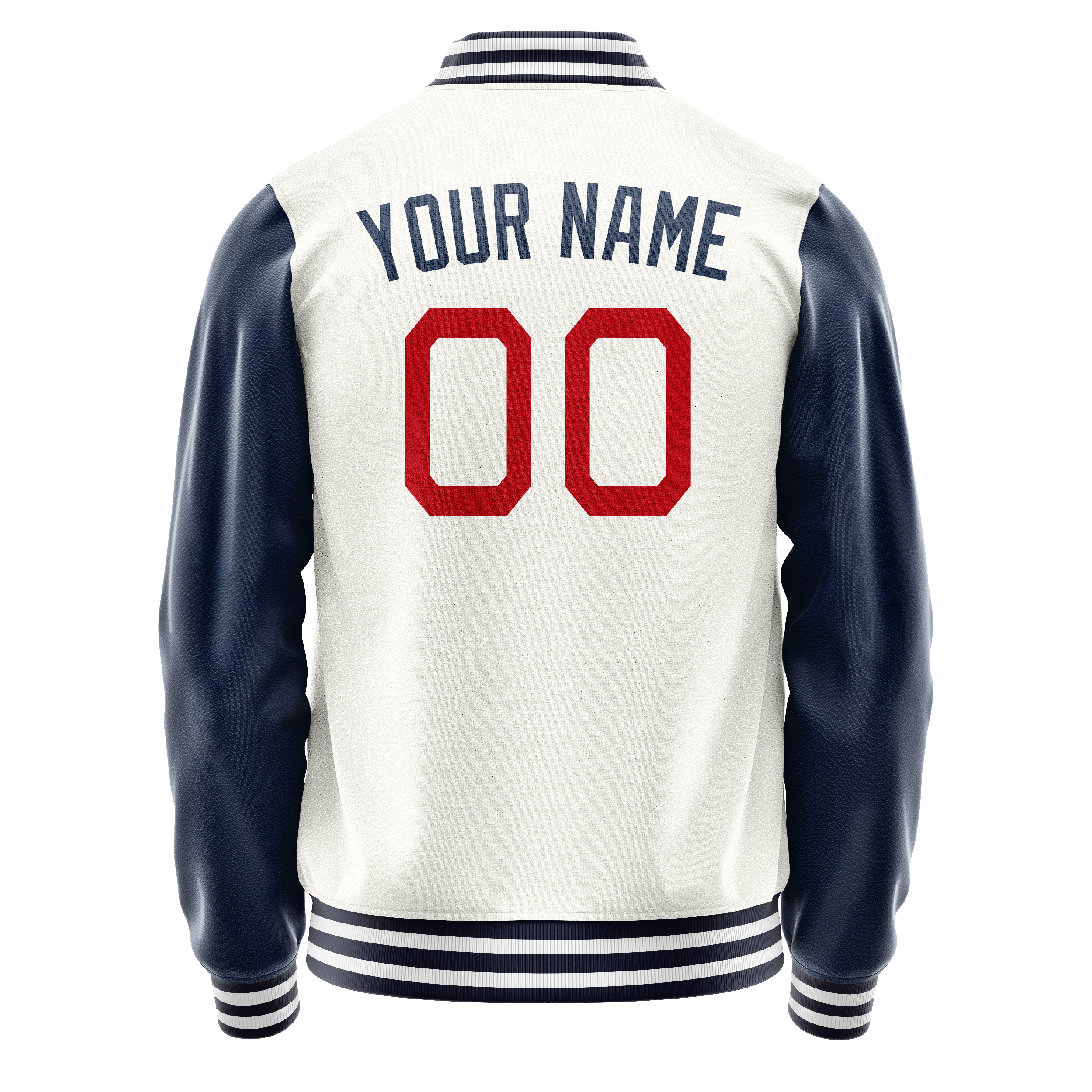 Personalized White & Blue Solid Color Varsity Letterman Jacket