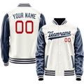 Personalized White & Blue Solid Color Varsity Letterman Jacket