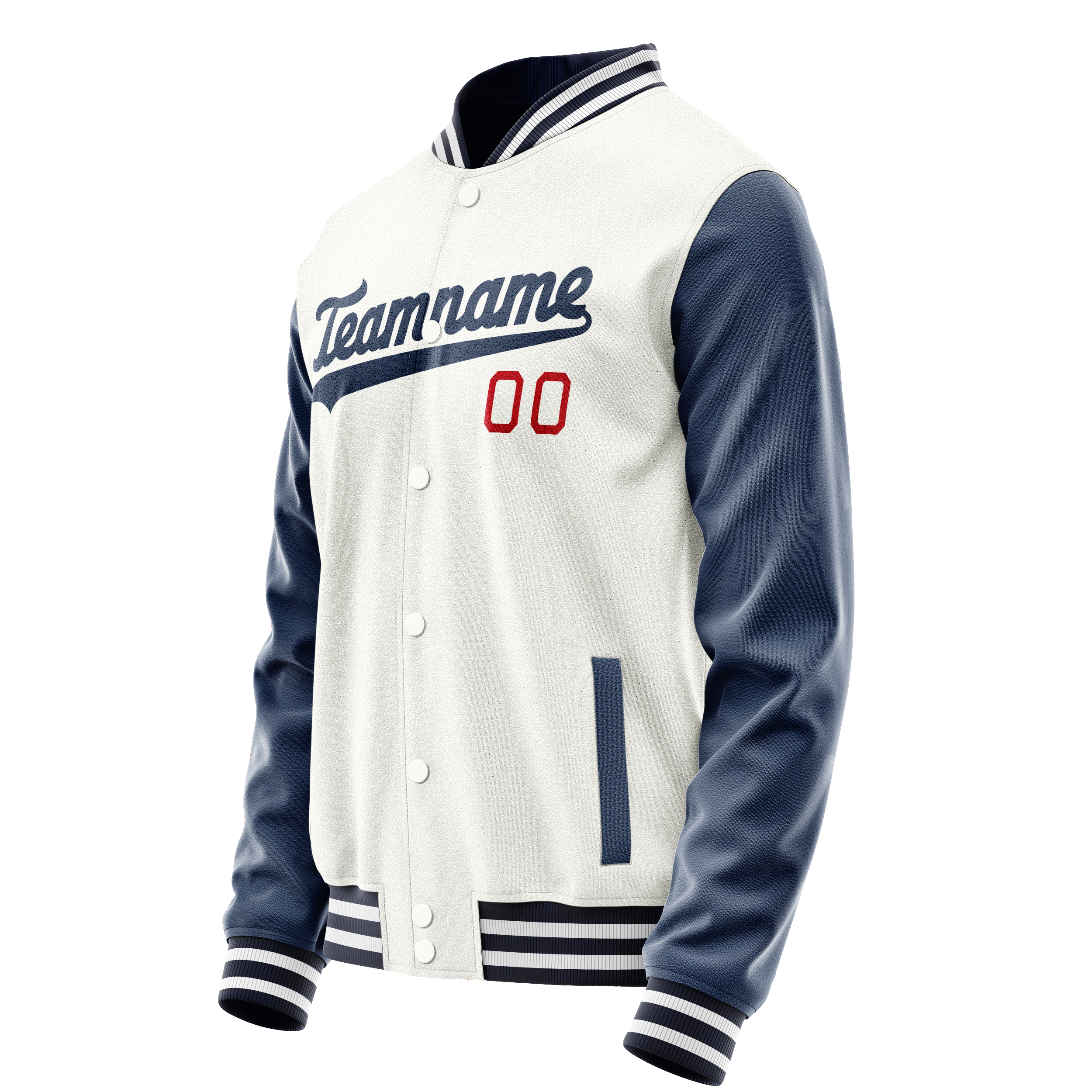 Personalized White & Blue Solid Color Varsity Letterman Jacket