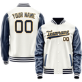 Personalized White & Blue Solid Color Varsity Letterman Jacket