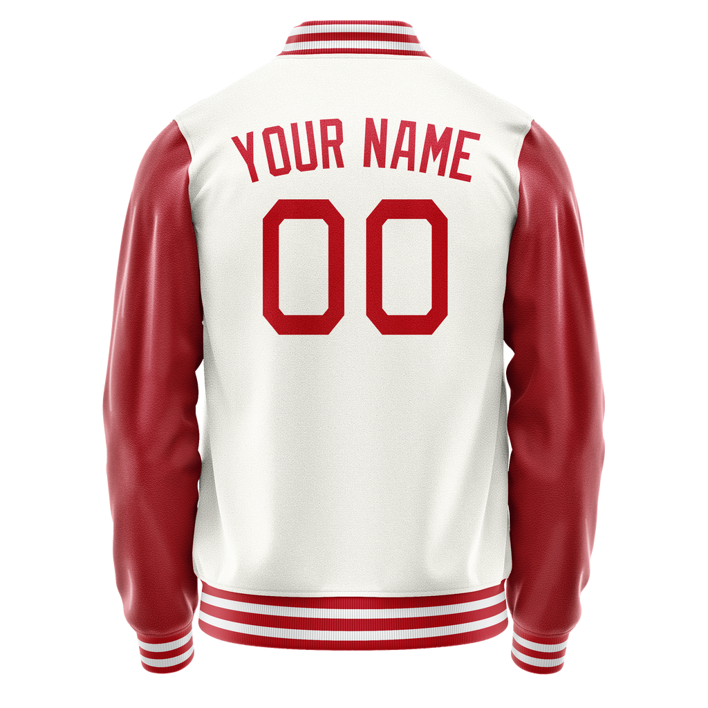 Personalized White & Texas-Orange Solid Color Varsity Letterman Jacket