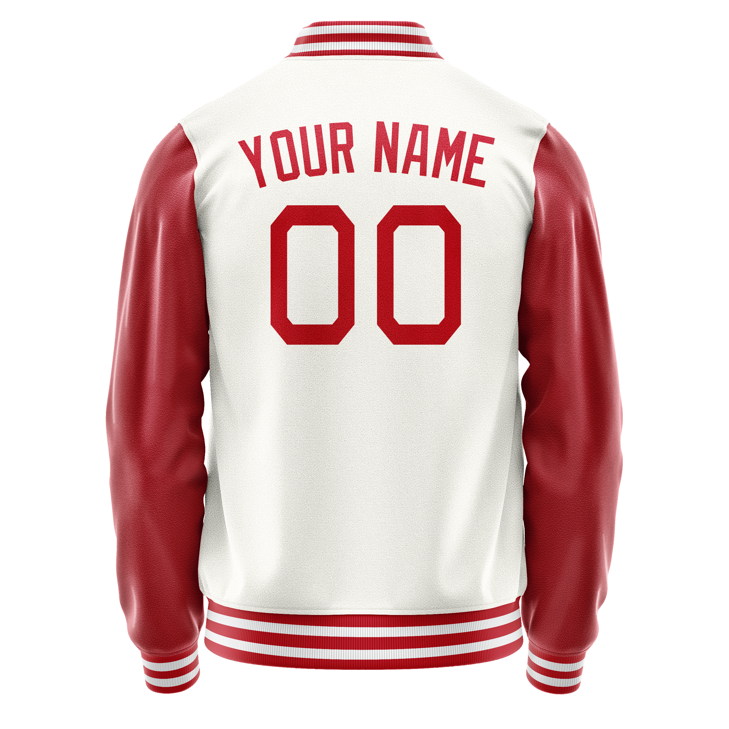 Personalized White & Texas-Orange Solid Color Varsity Letterman Jacket