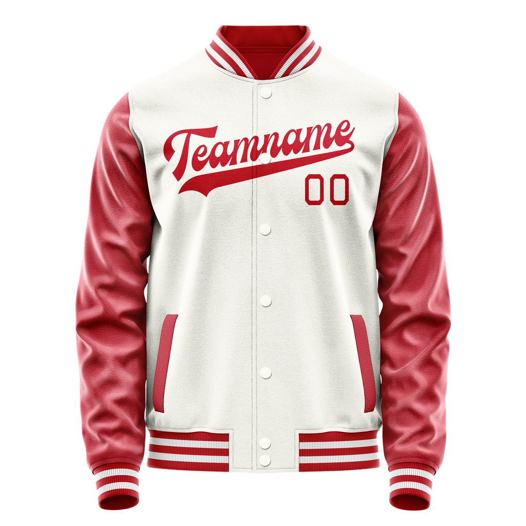 Personalized White & Texas-Orange Solid Color Varsity Letterman Jacket
