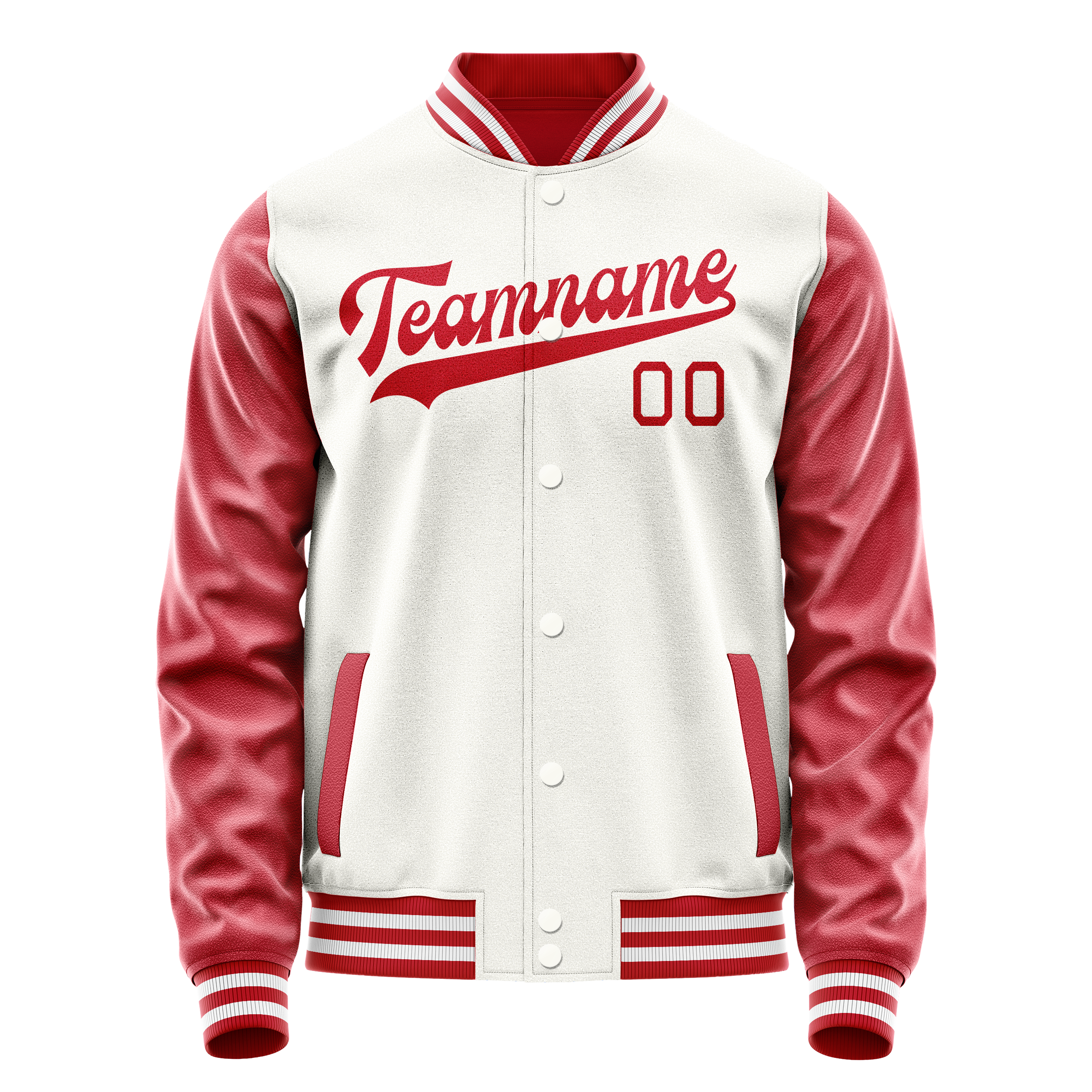Personalized White & Texas-Orange Solid Color Varsity Letterman Jacket