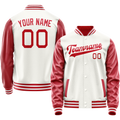 Personalized White & Texas-Orange Solid Color Varsity Letterman Jacket