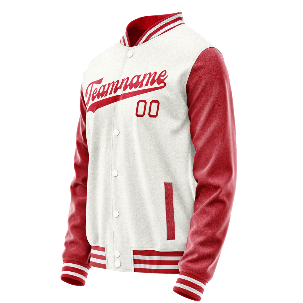 Personalized White & Texas-Orange Solid Color Varsity Letterman Jacket