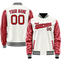 Personalized White & Red Solid Color Varsity Letterman Jacket