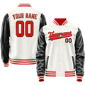 Personalized White & Black Solid Color Varsity Letterman Jacket