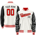 Personalized White & Black Solid Color Varsity Letterman Jacket