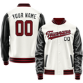 Personalized White & Black Solid Color Varsity Letterman Jacket