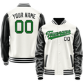 Personalized White & Black Solid Color Varsity Letterman Jacket