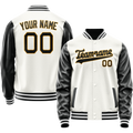 Personalized White & Black Solid Color Varsity Letterman Jacket