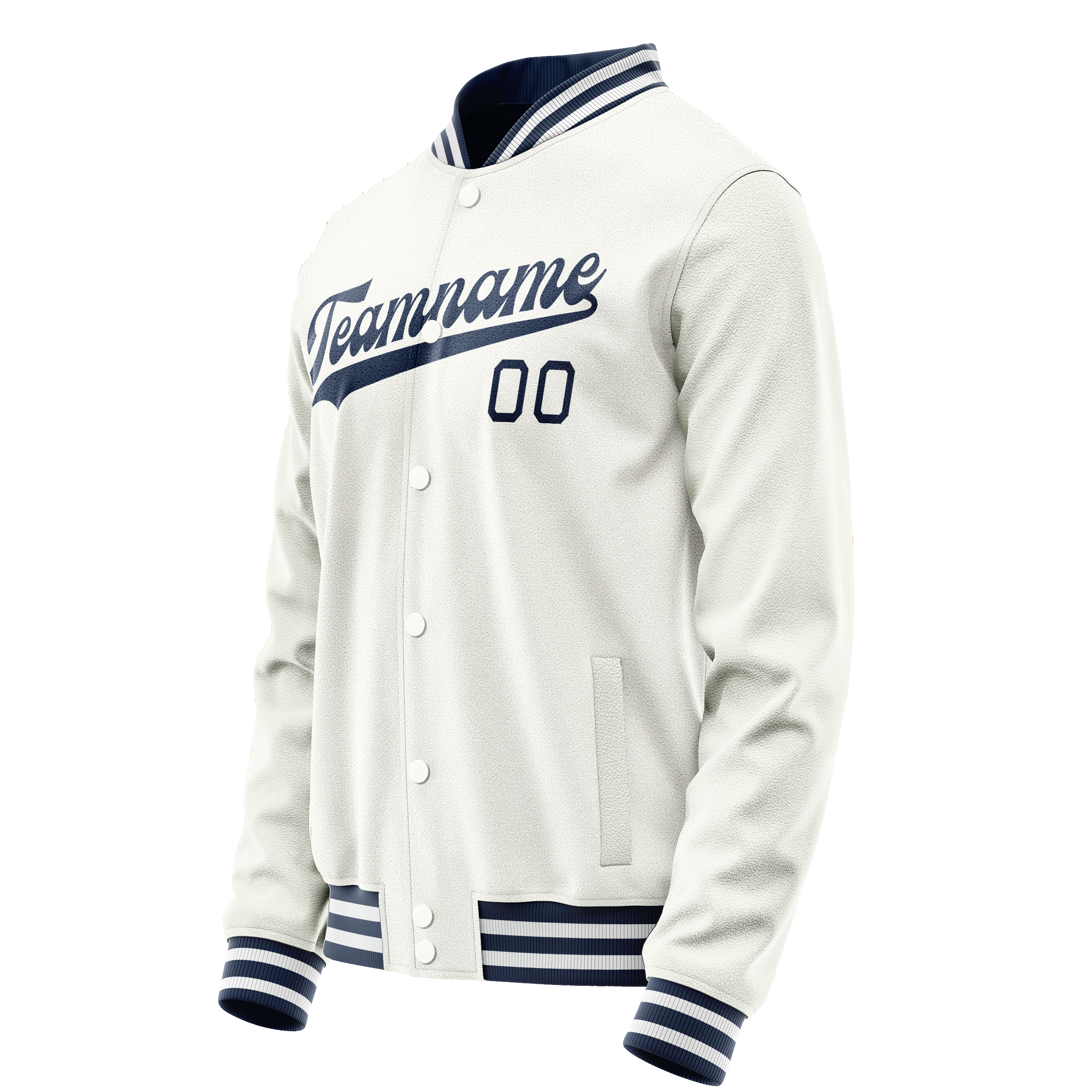 Personalized White & Navy Solid Color Varsity Letterman Jacket