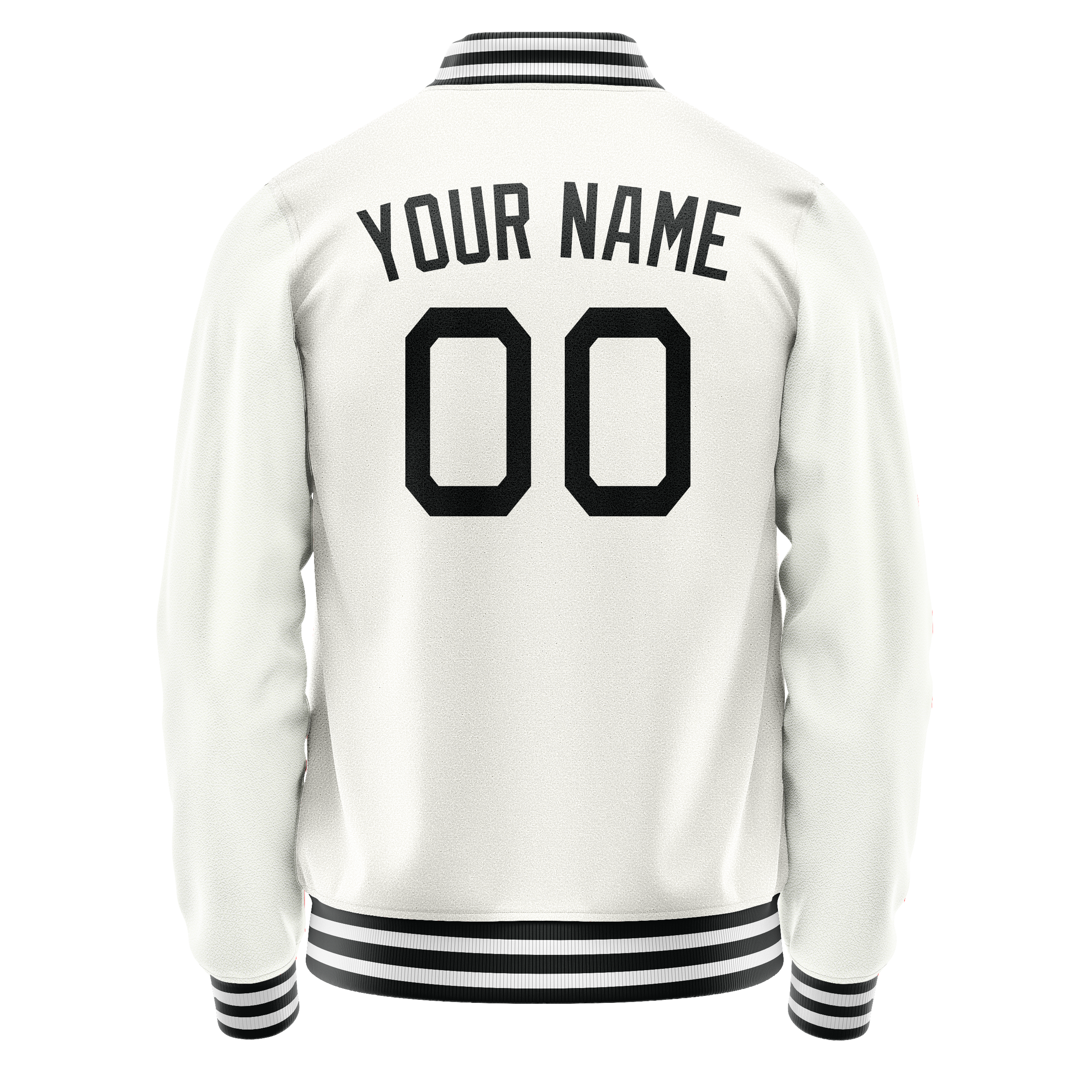 Personalized White & Black Solid Color Varsity Letterman Jacket
