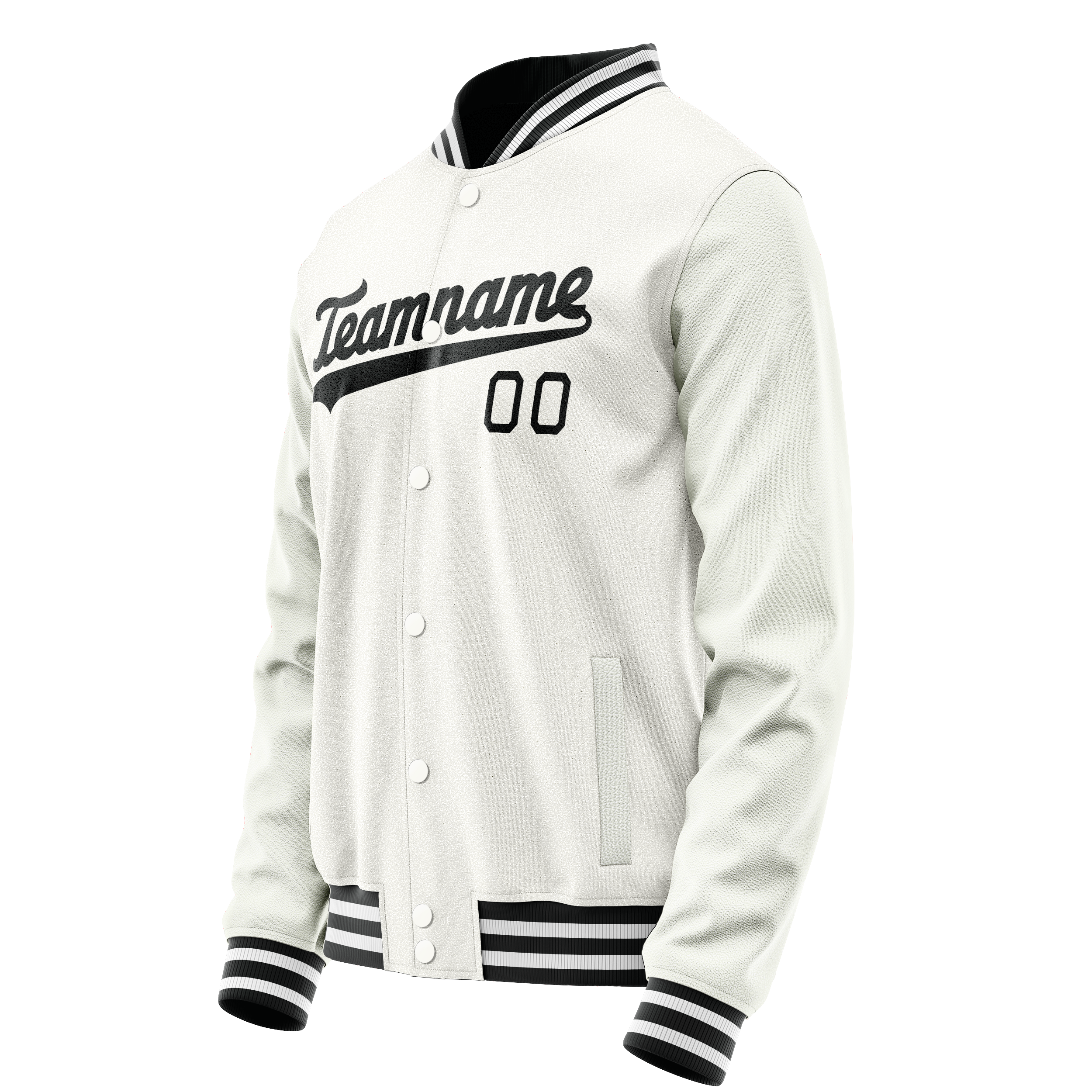 Personalized White & Black Solid Color Varsity Letterman Jacket