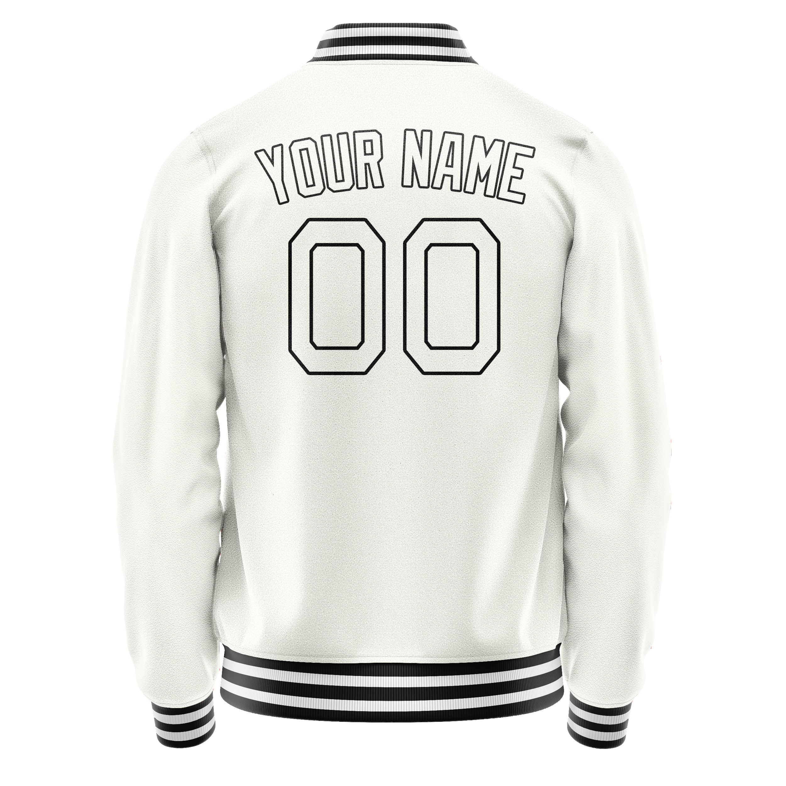 Personalized White & Black Solid Color Varsity Letterman Jacket