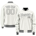 Personalized White & Black Solid Color Varsity Letterman Jacket