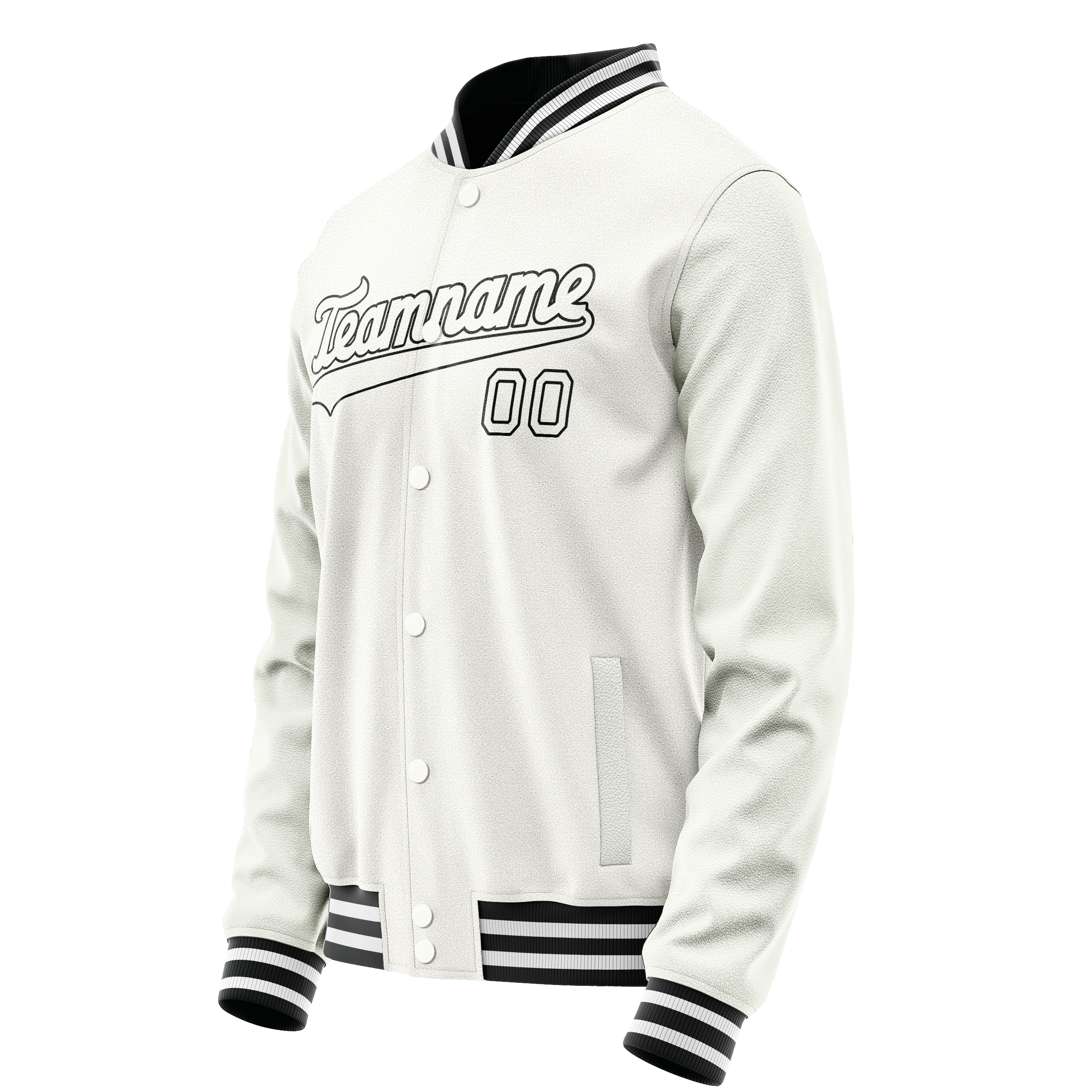 Personalized White & Black Solid Color Varsity Letterman Jacket