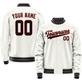 Personalized White & Black Solid Color Varsity Letterman Jacket