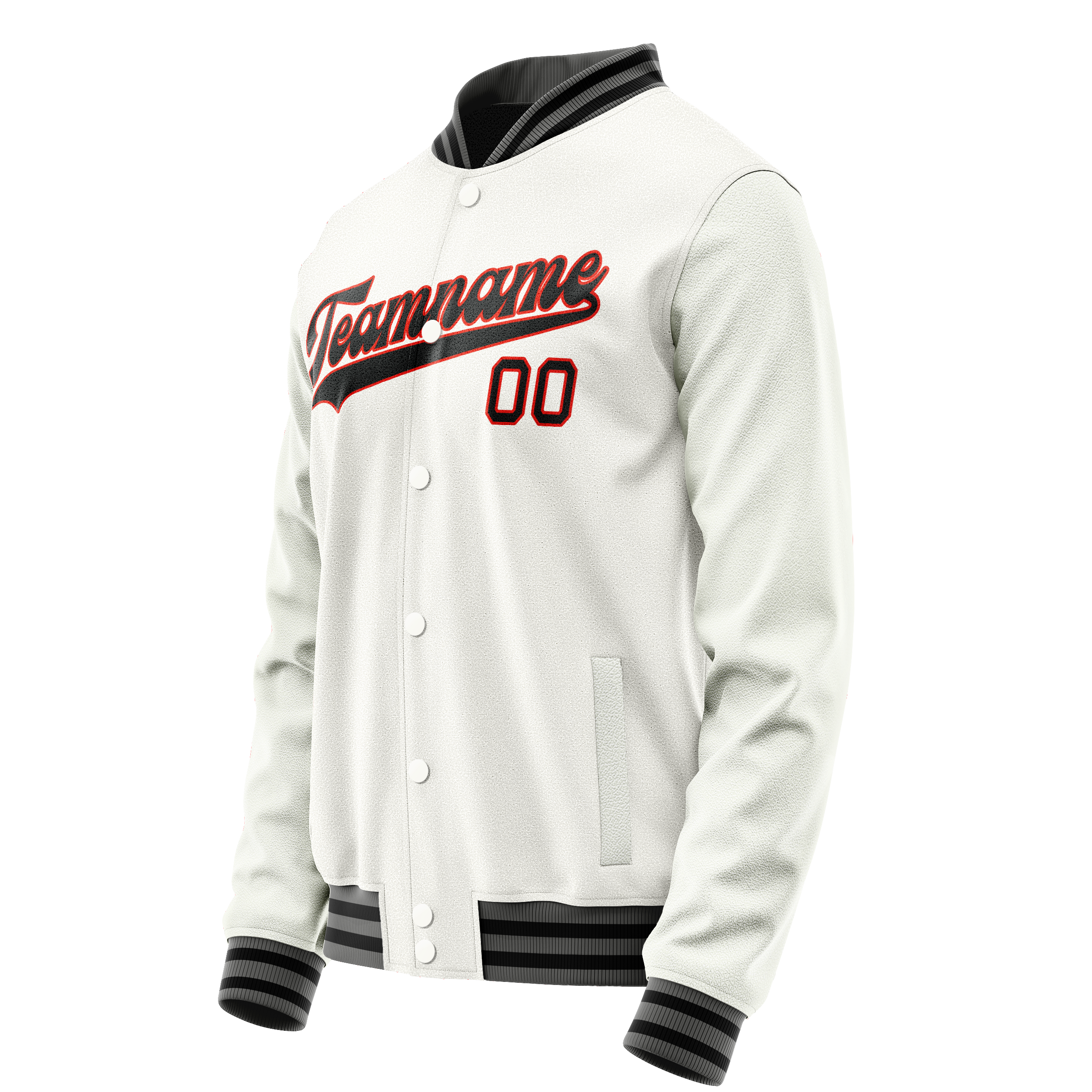 Personalized White & Black Solid Color Varsity Letterman Jacket