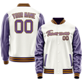 Personalized White & Purple Solid Color Varsity Letterman Jacket