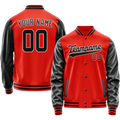 Personalized Orange & Black Solid Color Varsity Letterman Jacket
