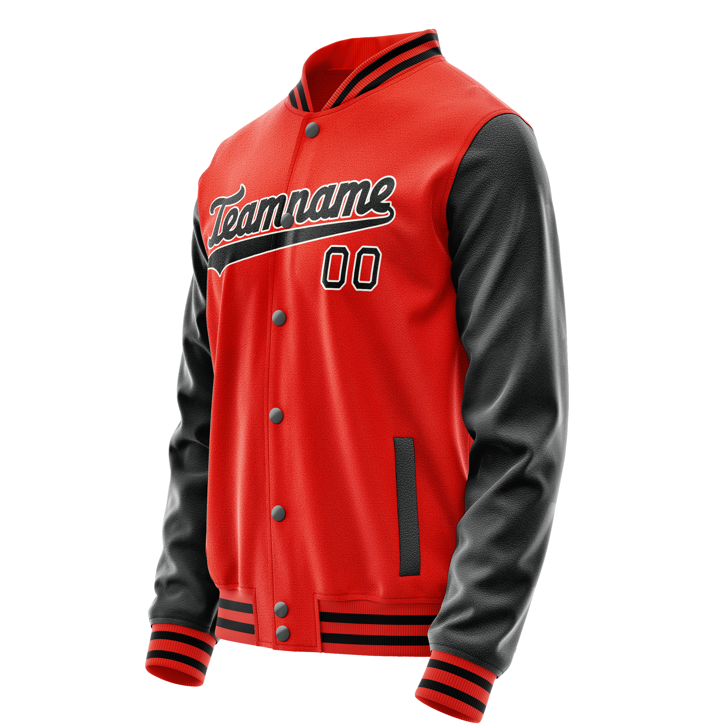Personalized Orange & Black Solid Color Varsity Letterman Jacket